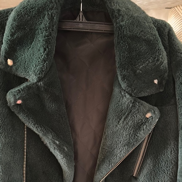 Dark Green Faux Fur Jacket - Picture 2 of 5